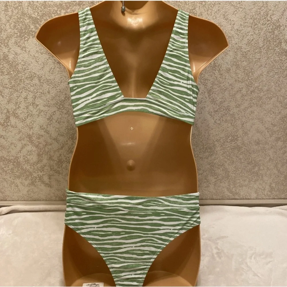 SHEIN Green Zebra Print Bikini